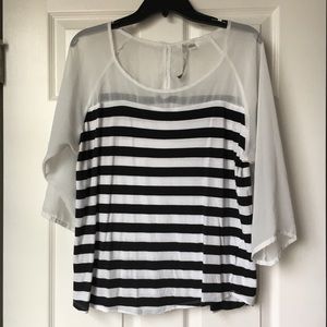 LC Lauren Conrad Black and White Striped Shirt